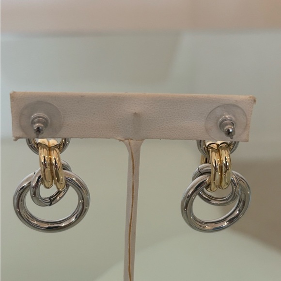 Gold and Silver Hoop Earrings - Picture 2 of 3
